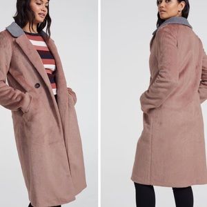 Long Tall Sally Blush Pink Contrast Collar Faux Fur Coat